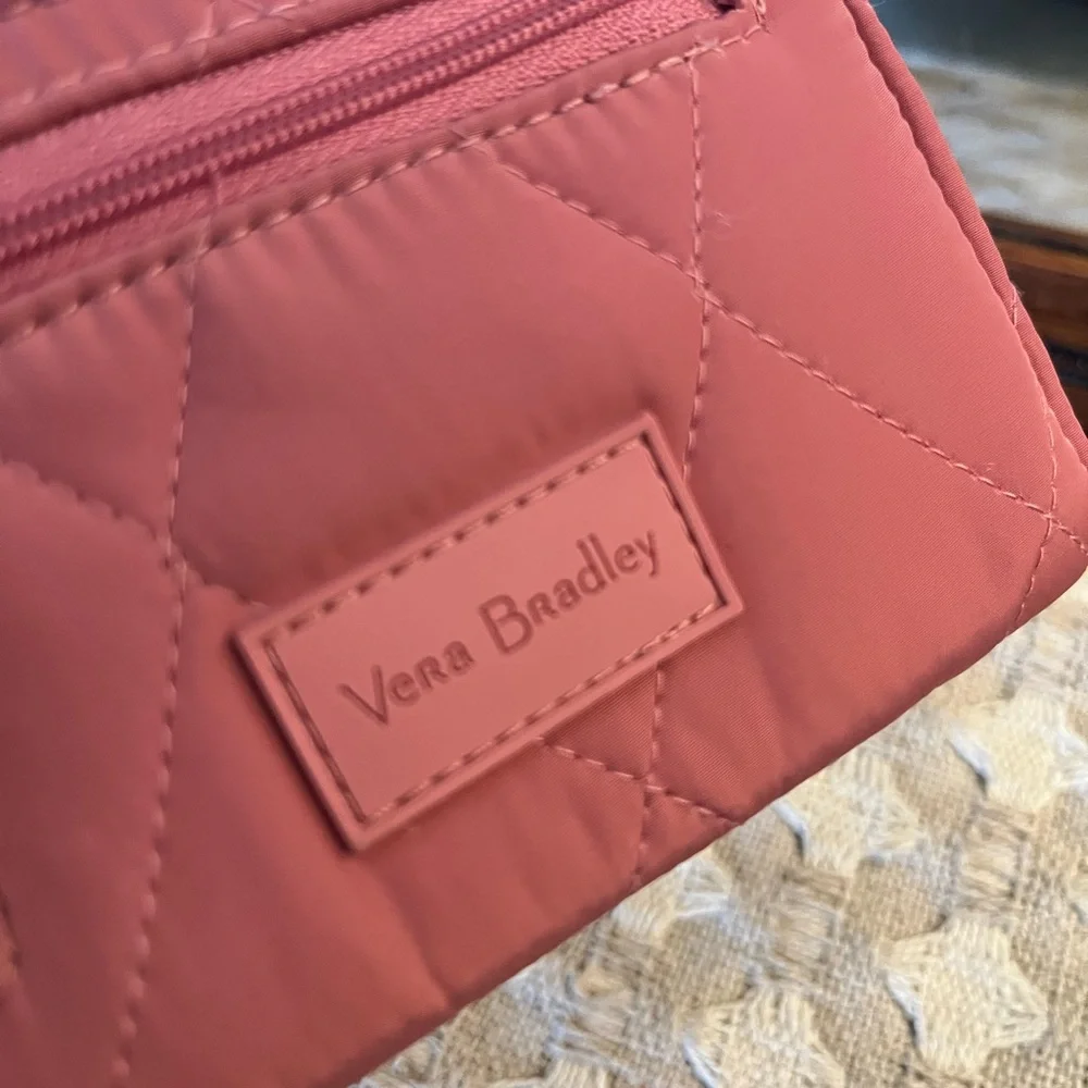 VERA BRADLEY Classic Ultralight RFID Quilted TriFold Wallet Dusty Pink & Floral - Picture 3 of 5